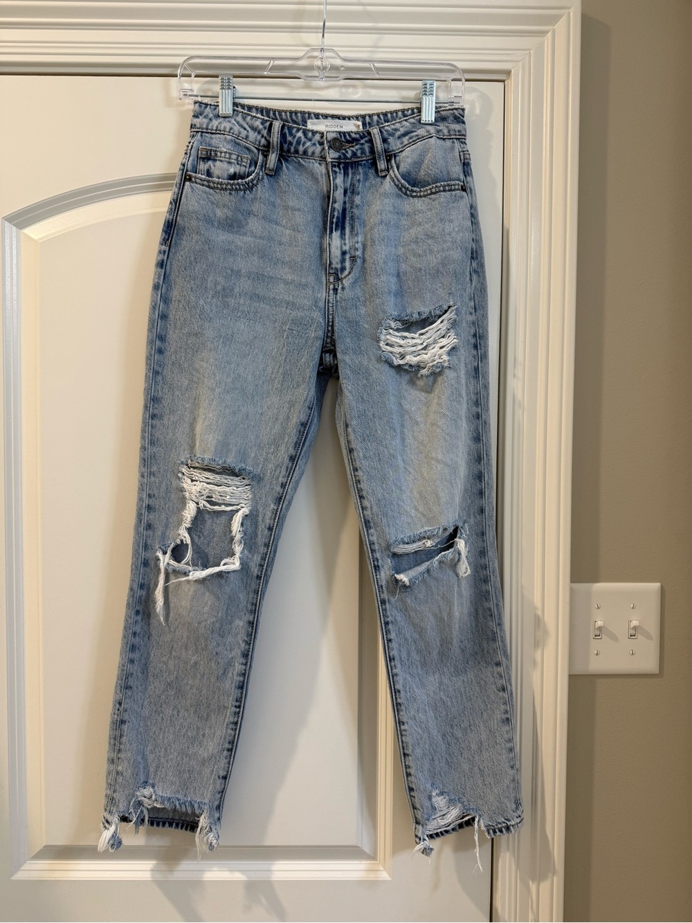 Light Blue Distressed Boyfriend Jeans